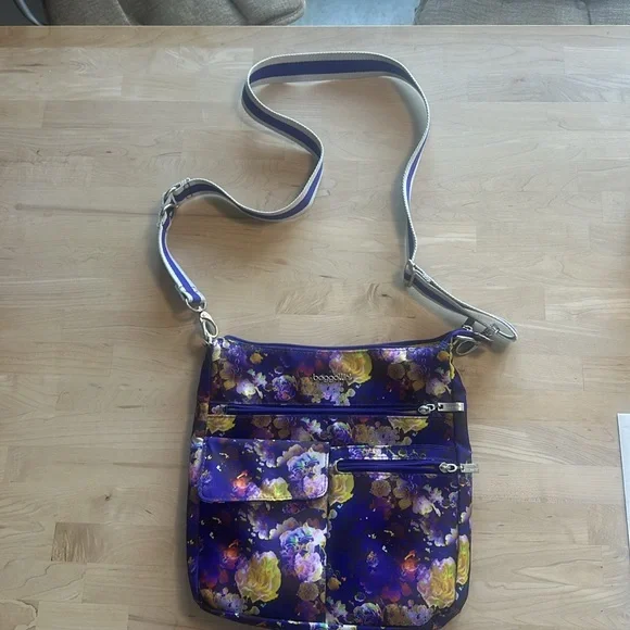 Used once, Baggallini, purple and yellow and white colorful Crossbody bag - Picture 2 of 10